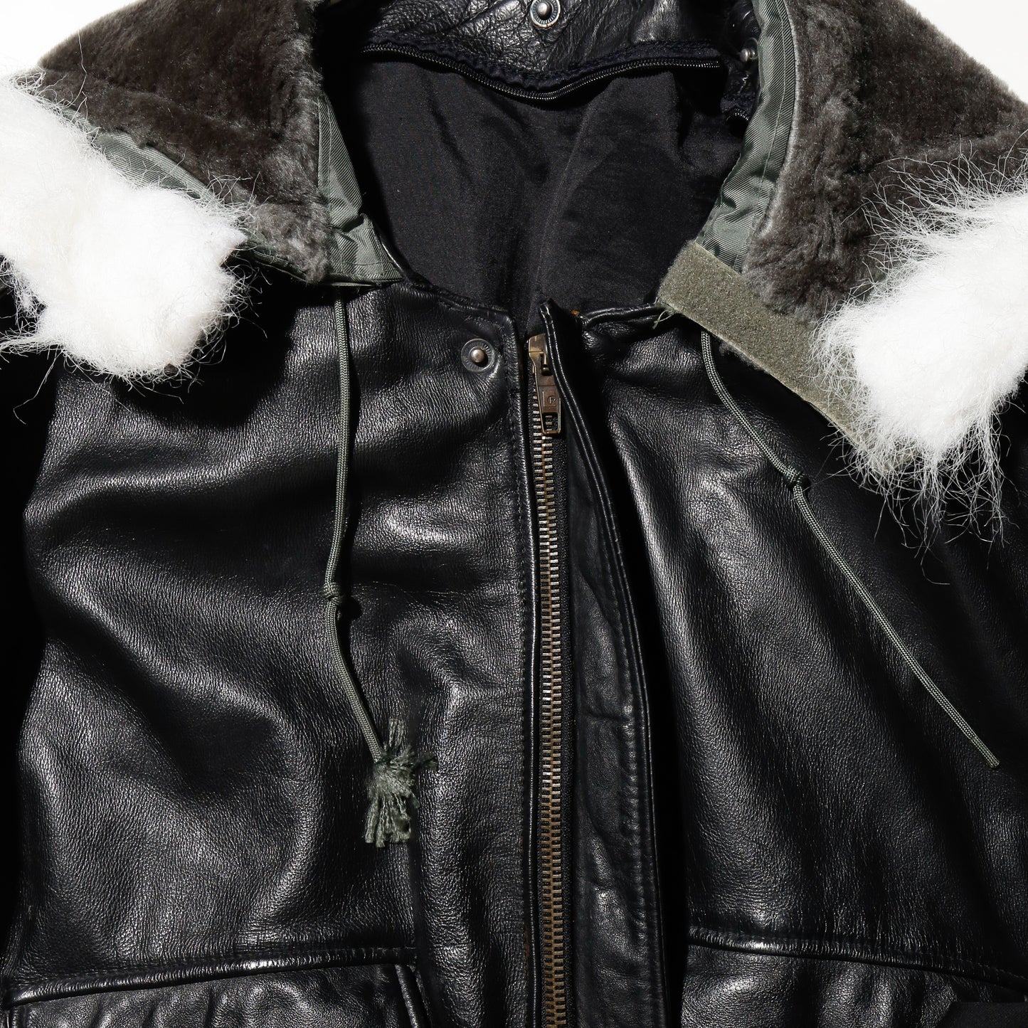 vintage hooded aviator leather jacket