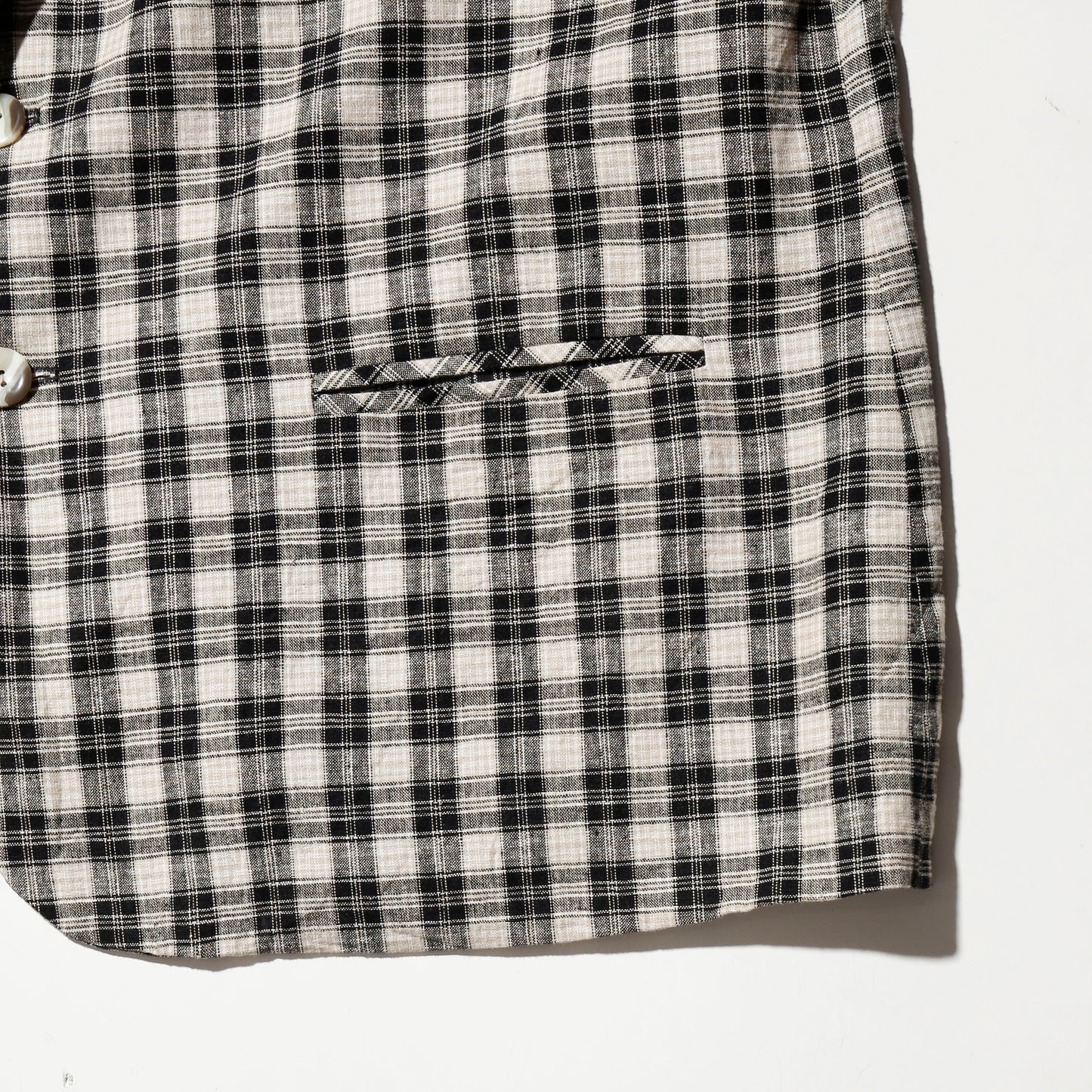 vintage check linen loose tailored jacket