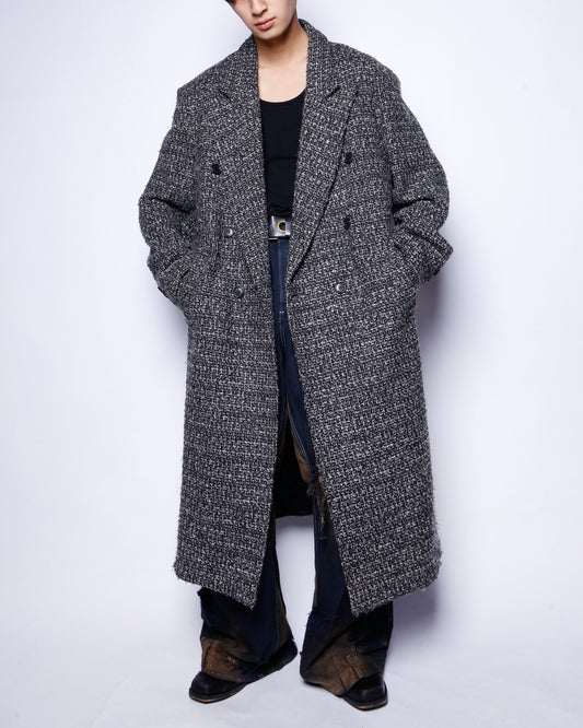 vintage tweed double breasted chesterfield coat