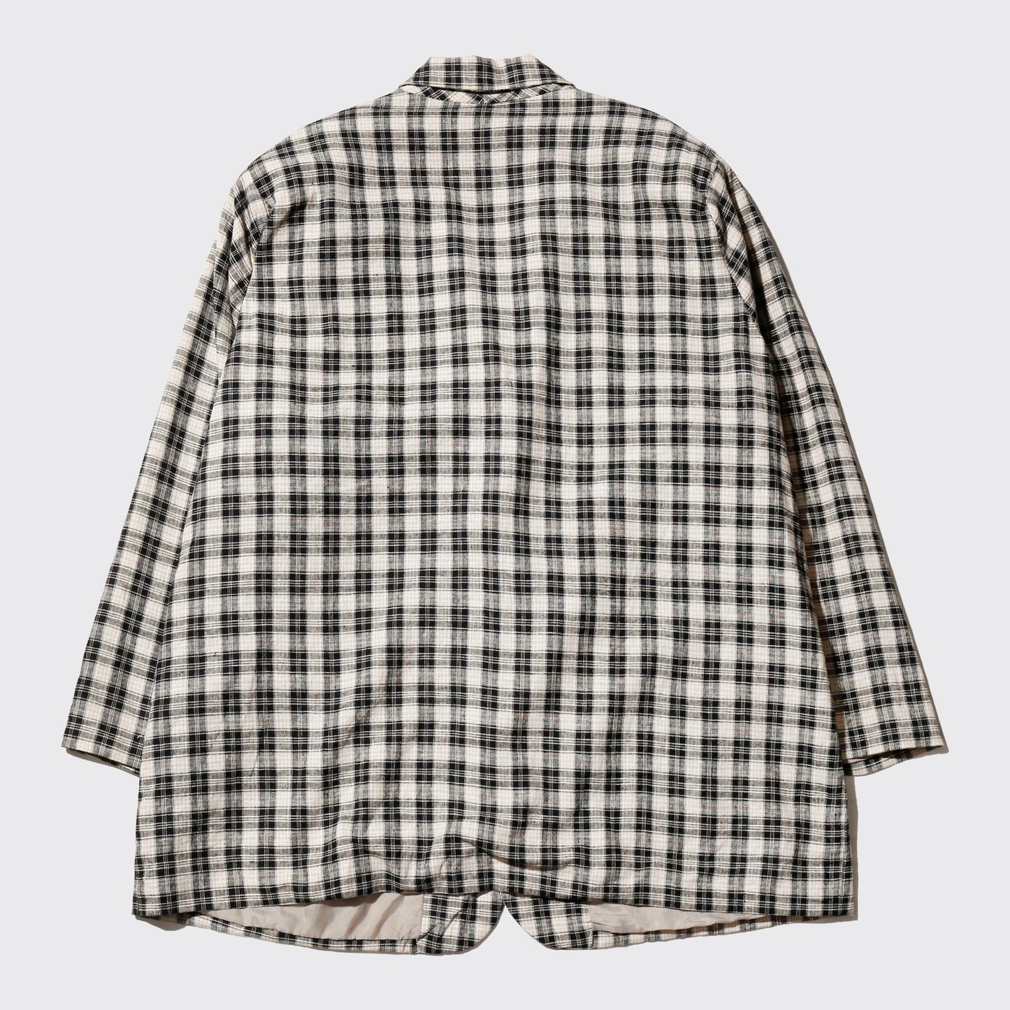 vintage check linen loose tailored jacket