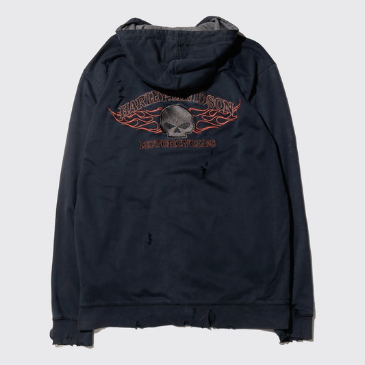 *one-off harley-davidson skull broken hoodie