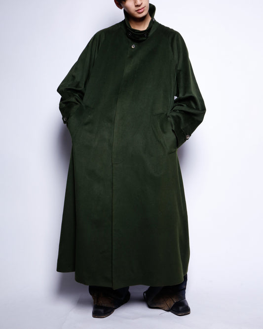 vintage stand collar balmacaan long coat