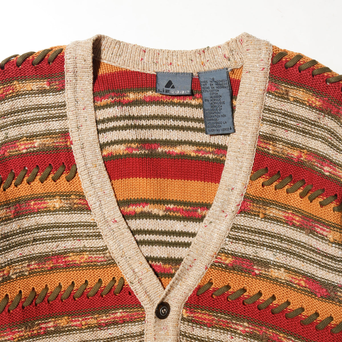 vintage lizwear stitched border cardigan