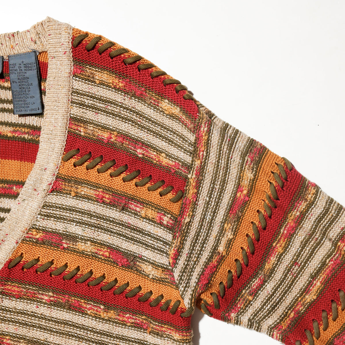 vintage lizwear stitched border cardigan