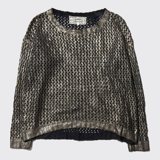 vintage 00's cropped dust foil mesh sweater