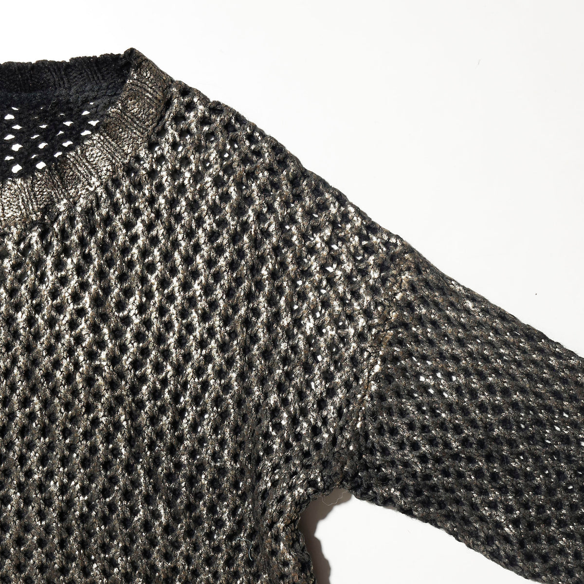 vintage 00's cropped dust foil mesh sweater