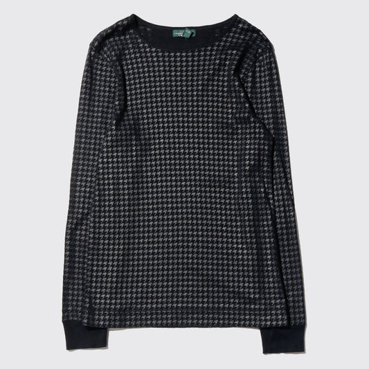 vintage lrl lauren jeans houndstooth elbow patch sweater
