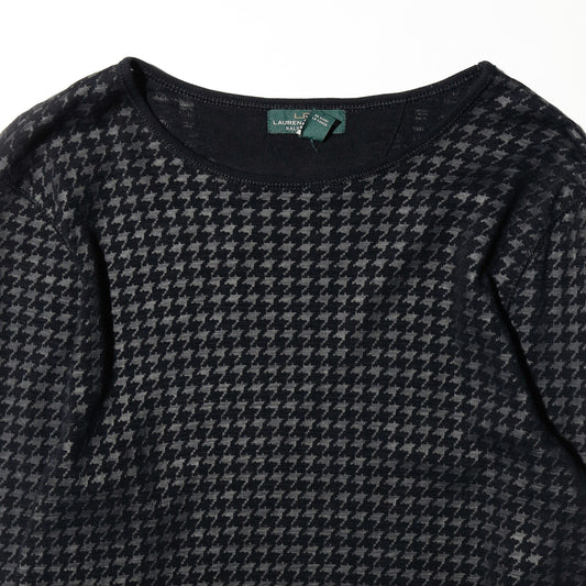 vintage lrl lauren jeans houndstooth elbow patch sweater