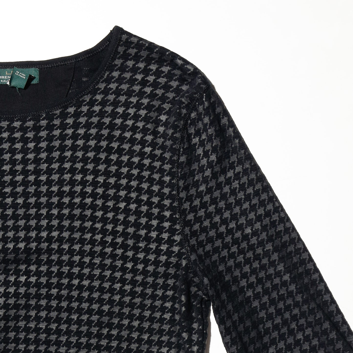 vintage lrl lauren jeans houndstooth elbow patch sweater