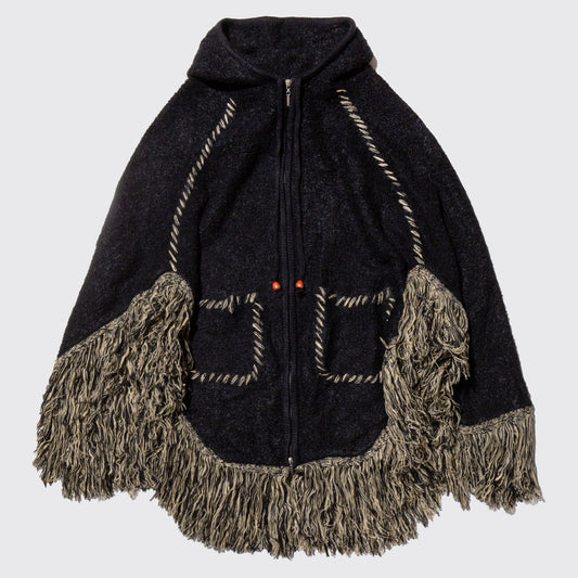 vintage folklore fringe knit hoodie