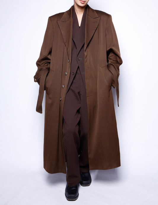 vintage gabardine super long chesterfield coat