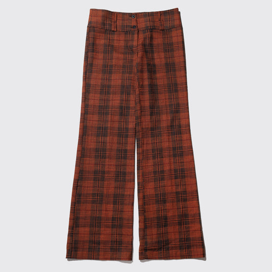 vintage row rise check flare slacks