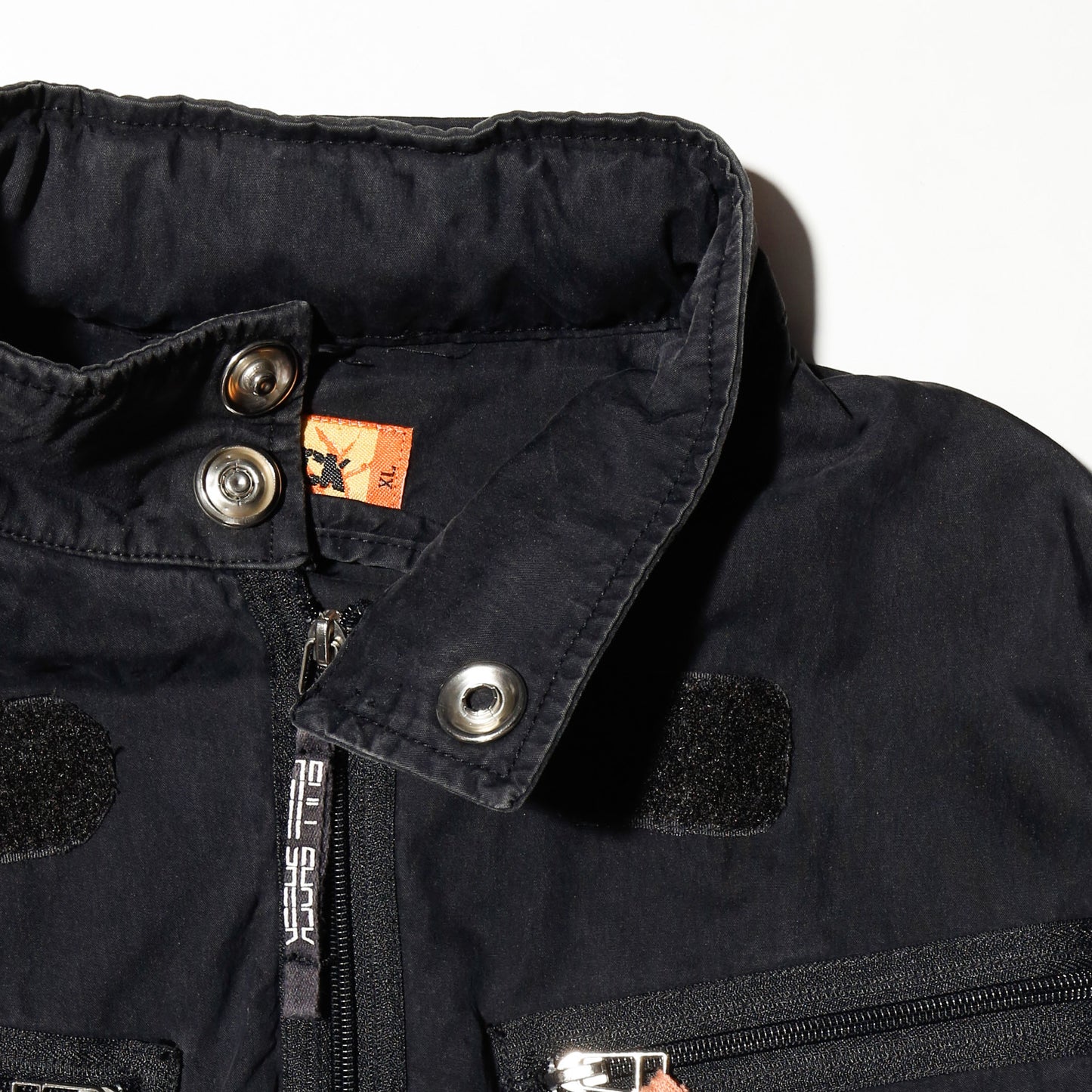 vintage gimmick techno jacket, hood strange