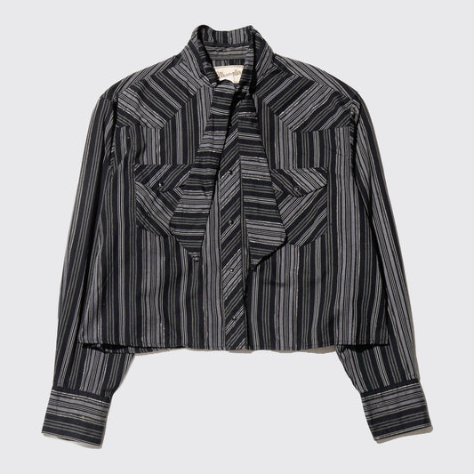 *one-off cropped bowtie stripe shirt