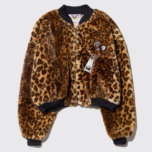 vintage custom leopard bomber jacket