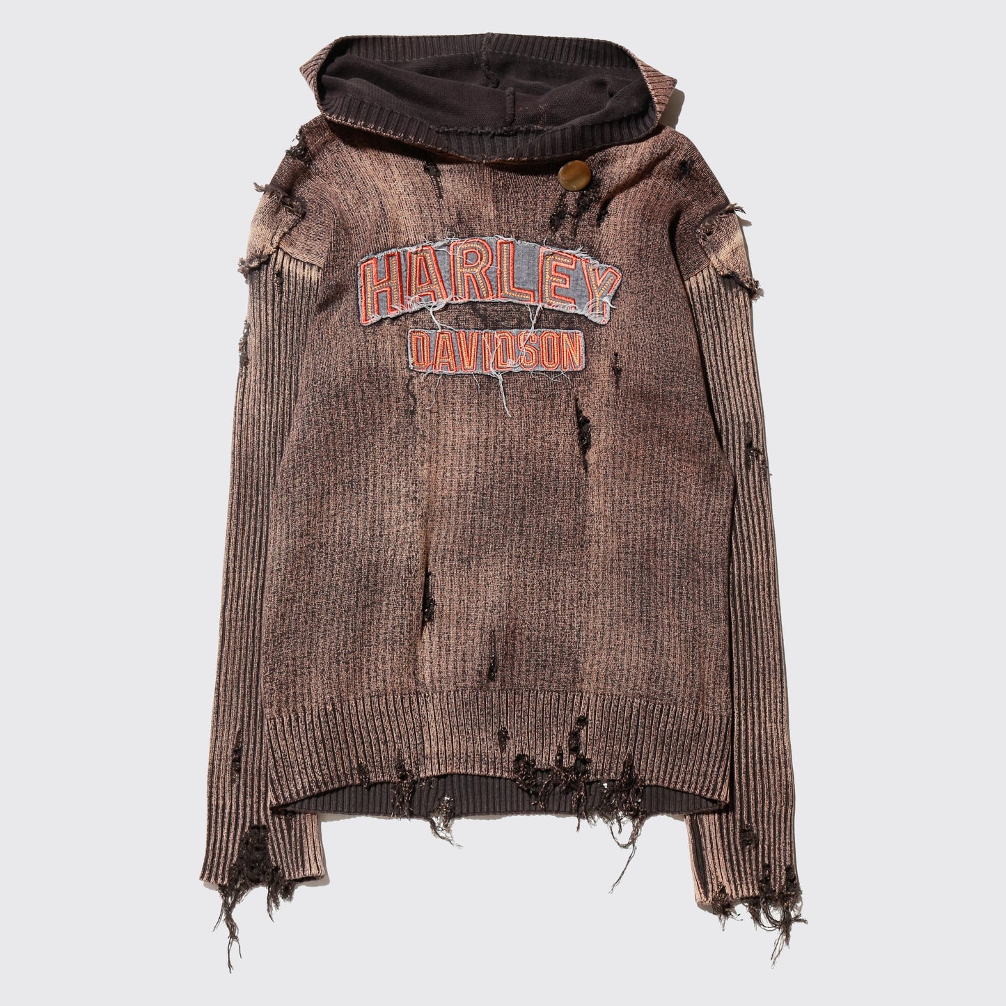*one-off harley-davidson dust broken knit hoodie , with kapper badge