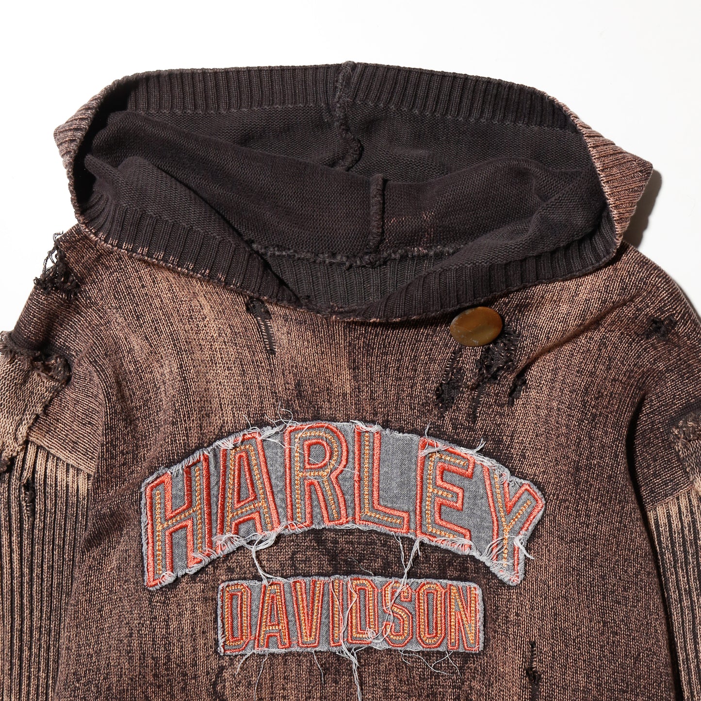 *one-off harley-davidson dust broken knit hoodie , with kapper badge