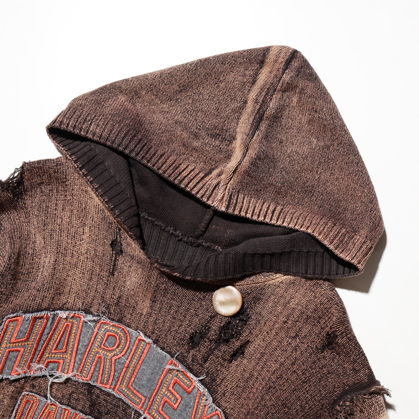 *one-off harley-davidson dust broken knit hoodie , with kapper badge