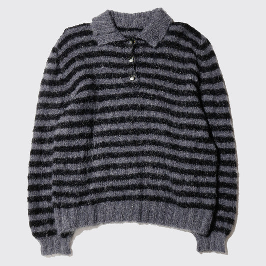 vintage lame border cropped polo sweater