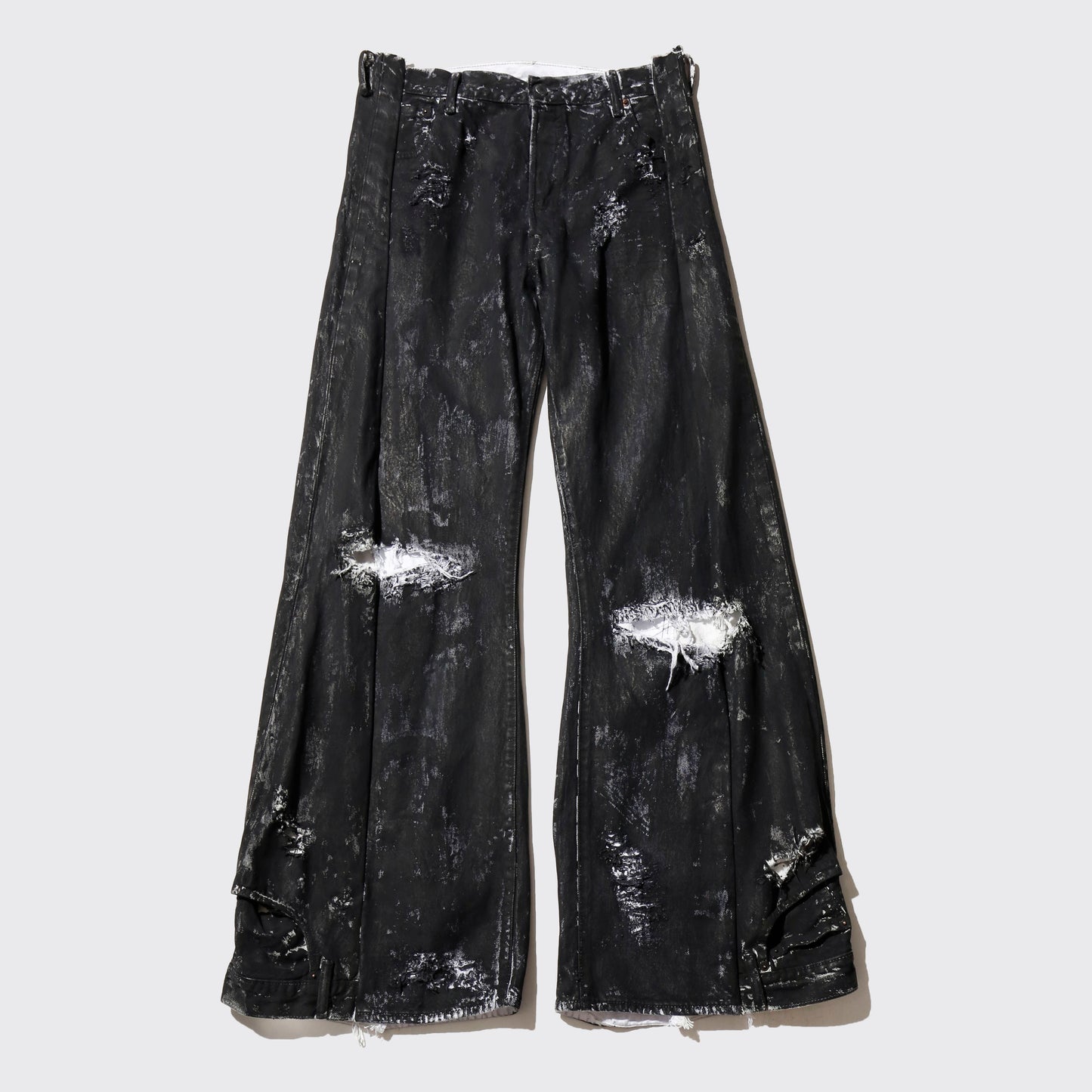 *one-off broken upside down jeans: model- dust black