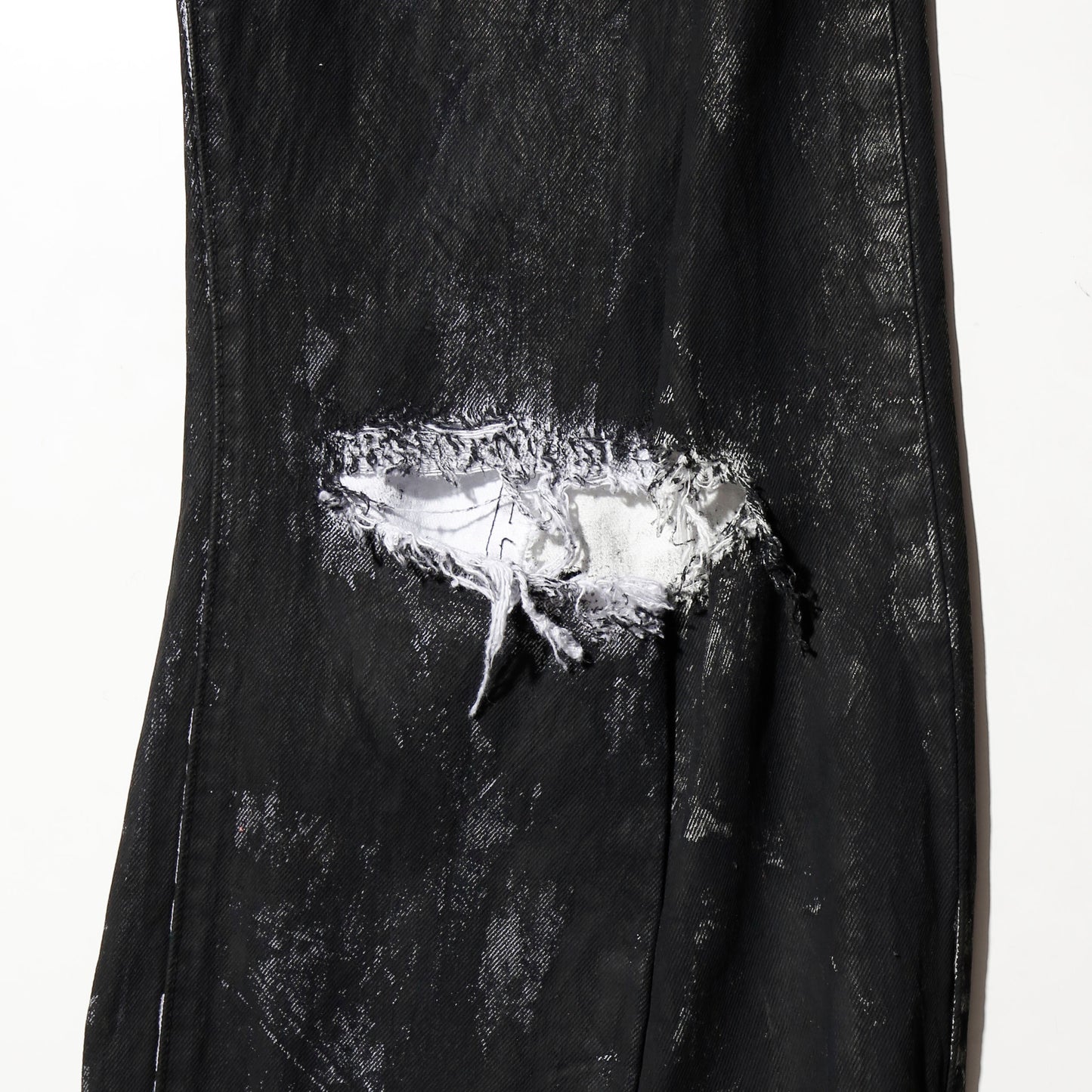 *one-off broken upside down jeans: model- dust black