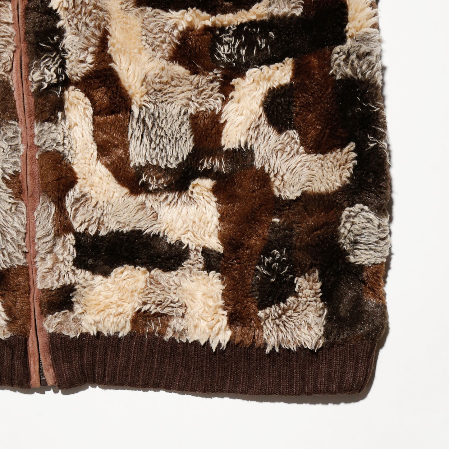 vintage faux fur patchwork knit jacket