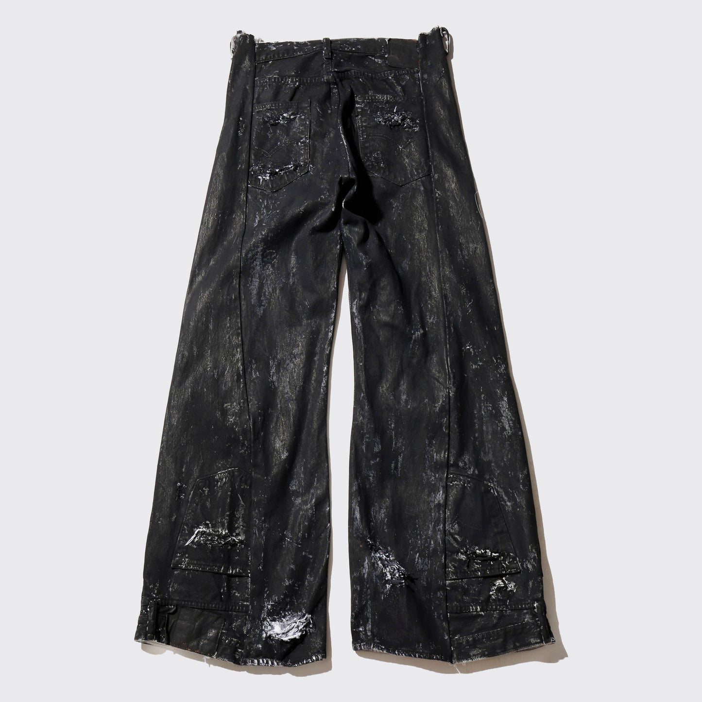 *one-off broken upside down jeans: model- dust black