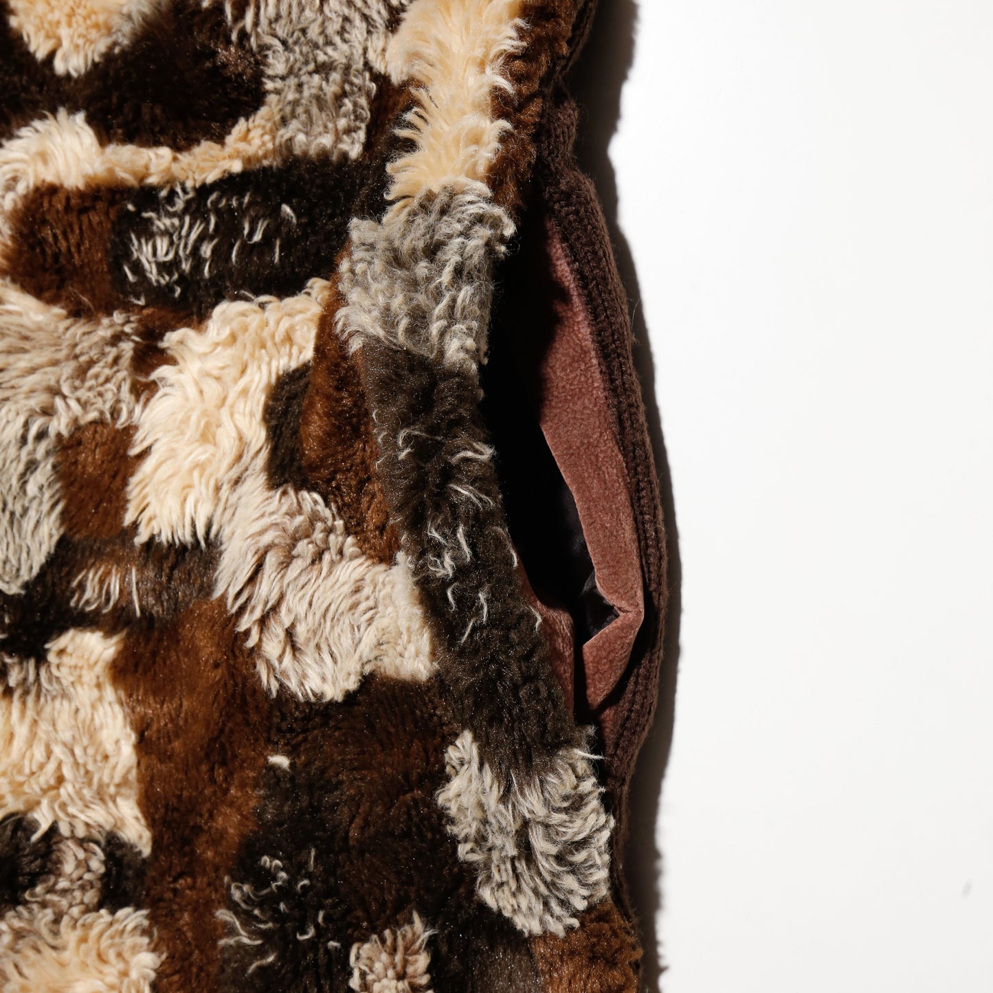 vintage faux fur patchwork knit jacket