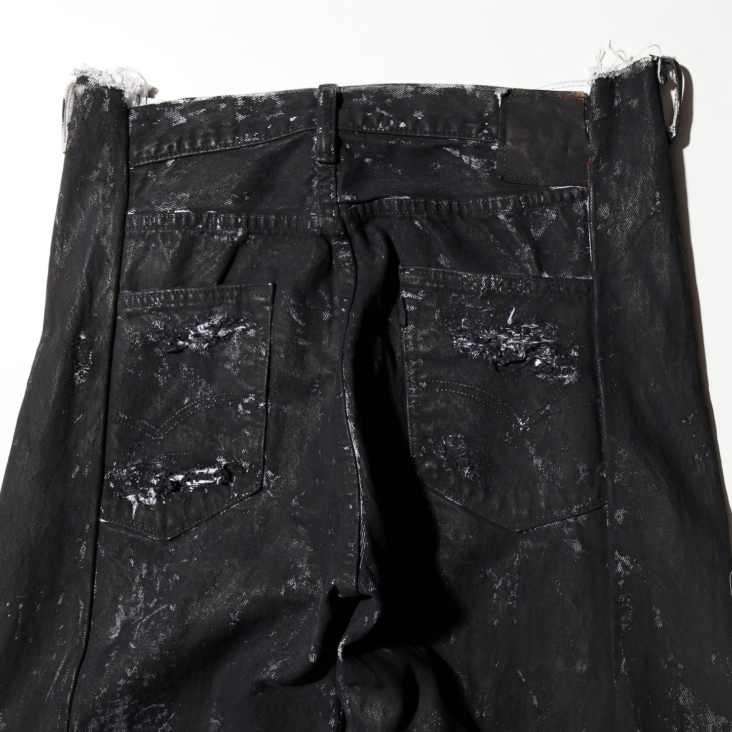 *one-off broken upside down jeans: model- dust black