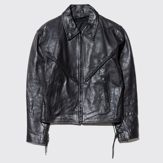 vintage lacing leather jacket