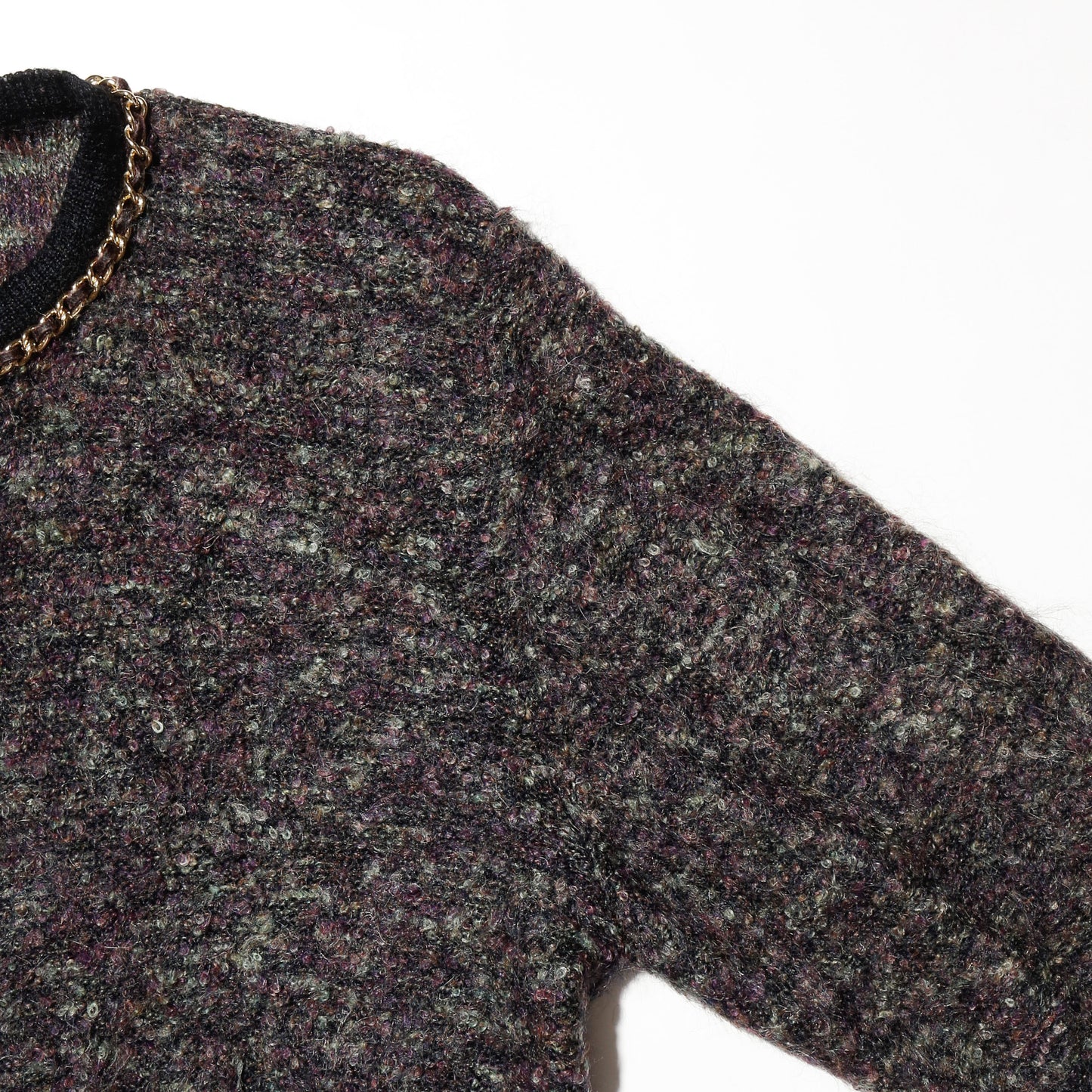 vintage chain piping boucle cardigan