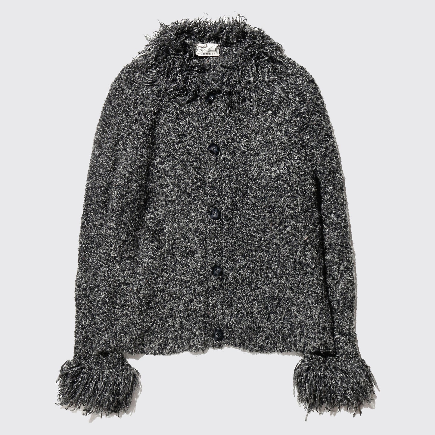vintage fuzzy collar frost knit jacket