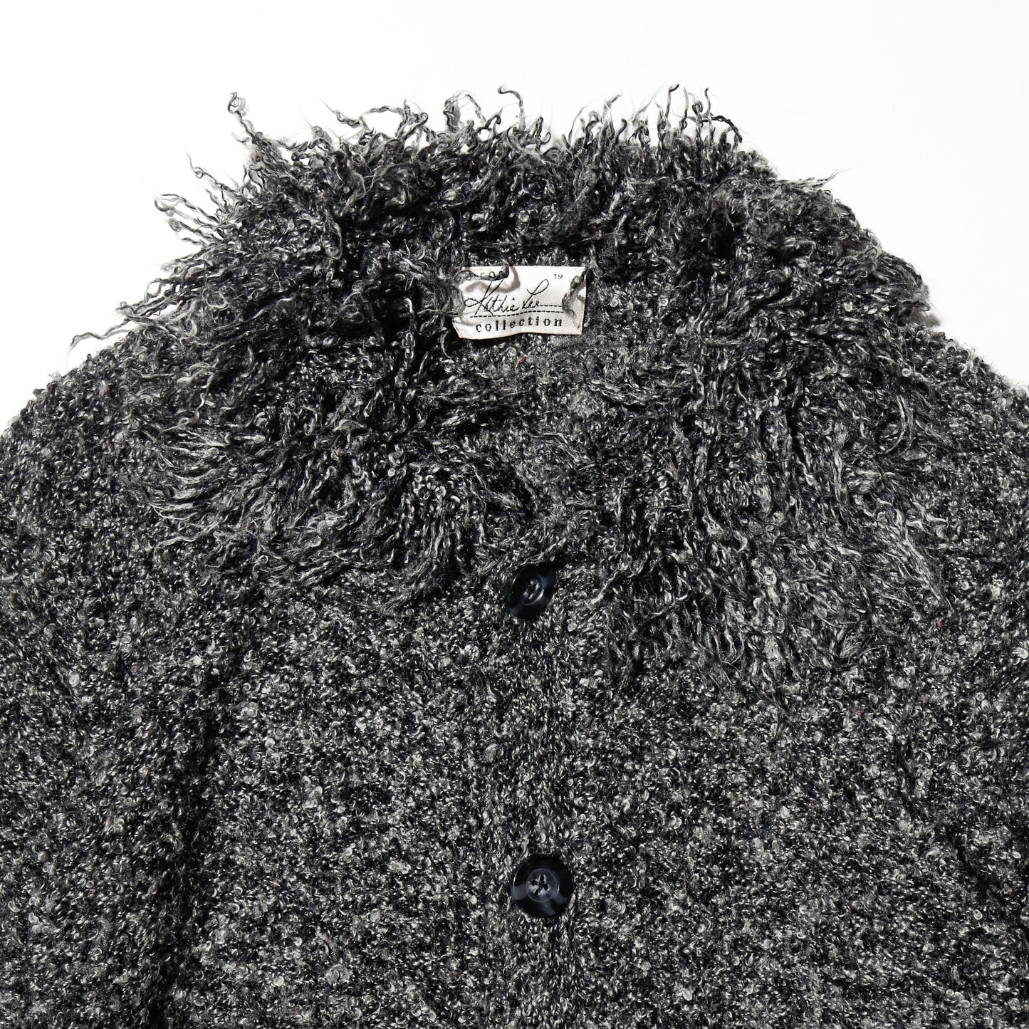 vintage fuzzy collar frost knit jacket