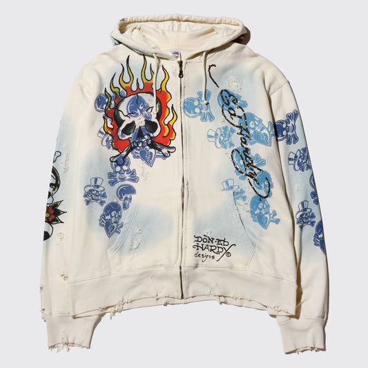 *one-off 00's Ed Hardy tatoo broken hoodie