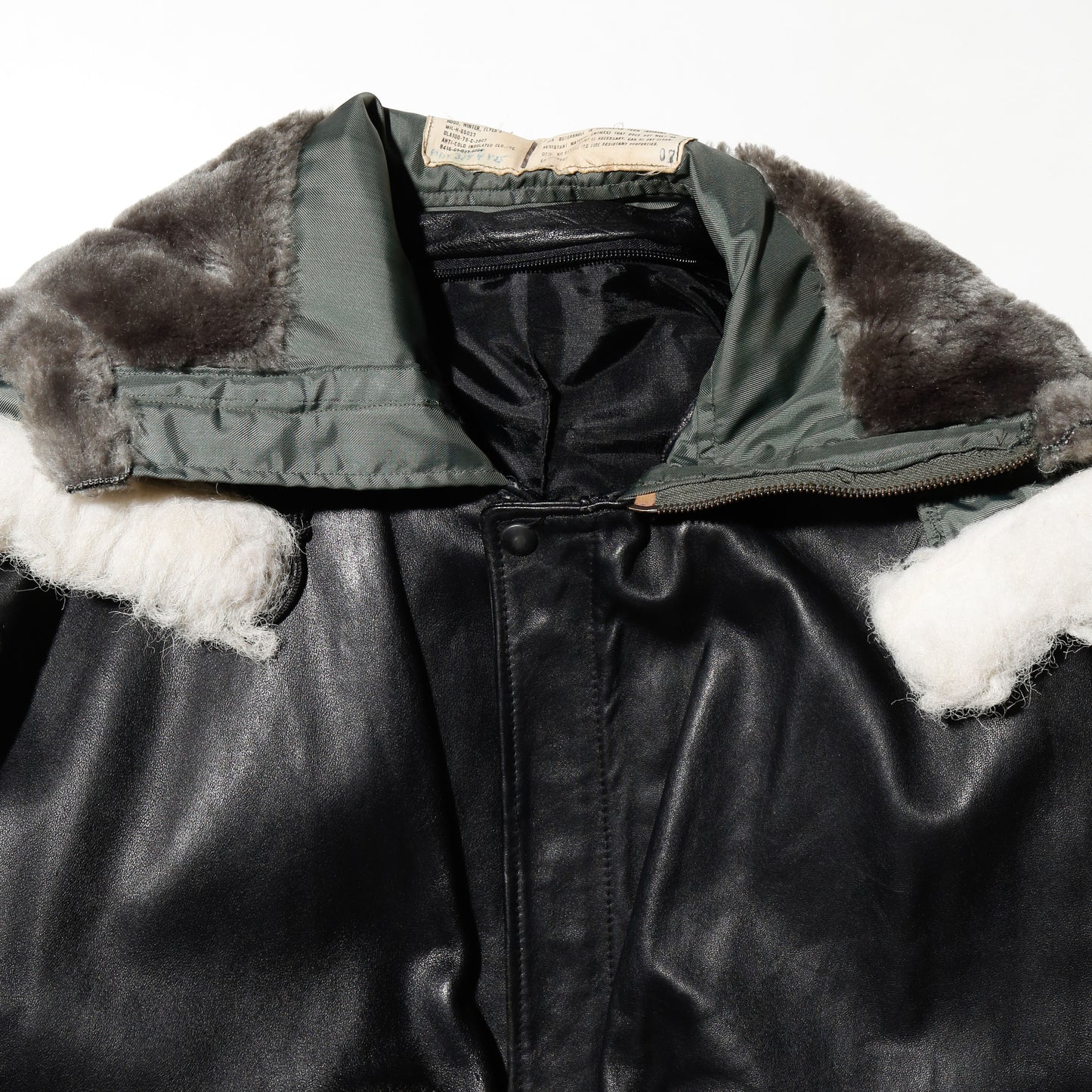 *one-off hooded aviator leather jacket