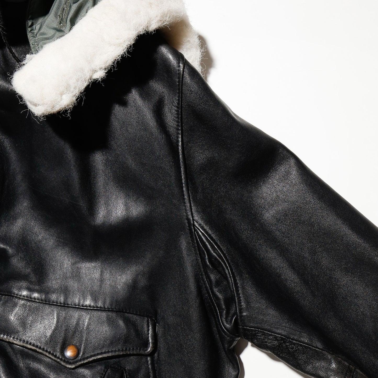 *one-off hooded aviator leather jacket