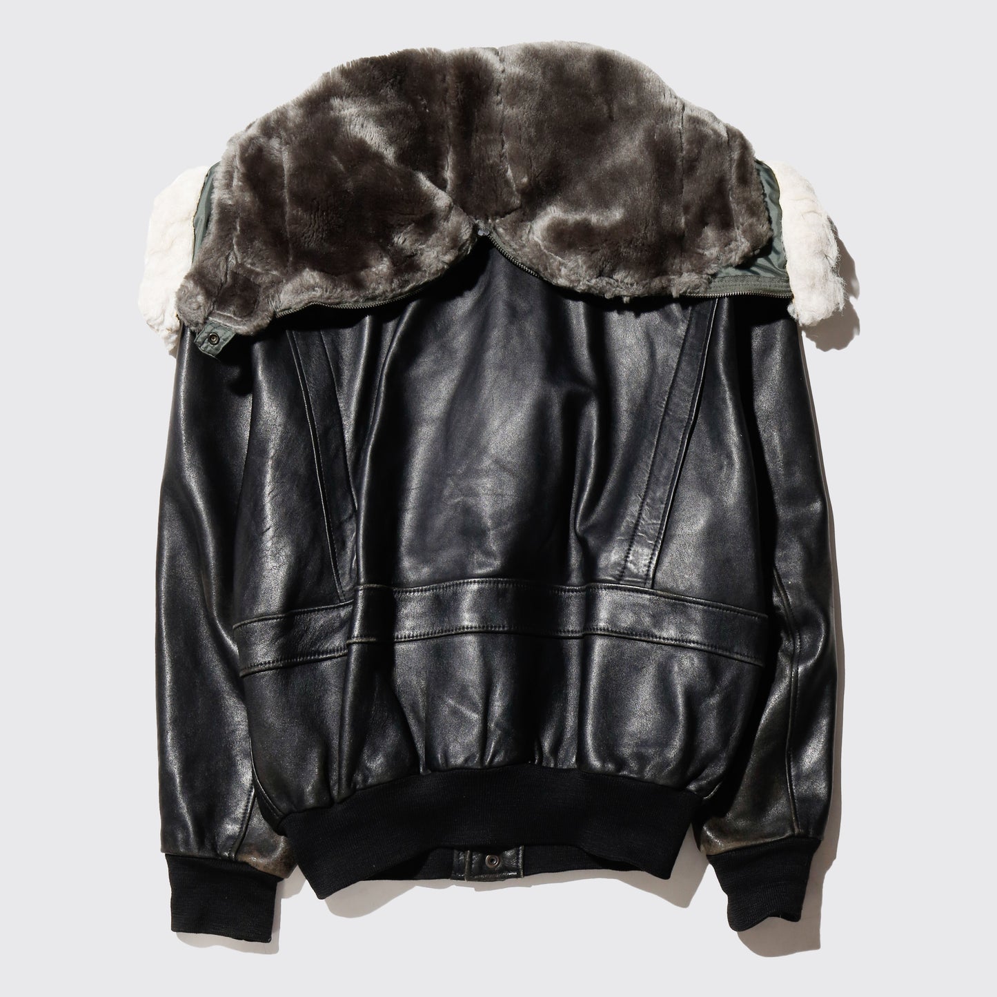 *one-off hooded aviator leather jacket