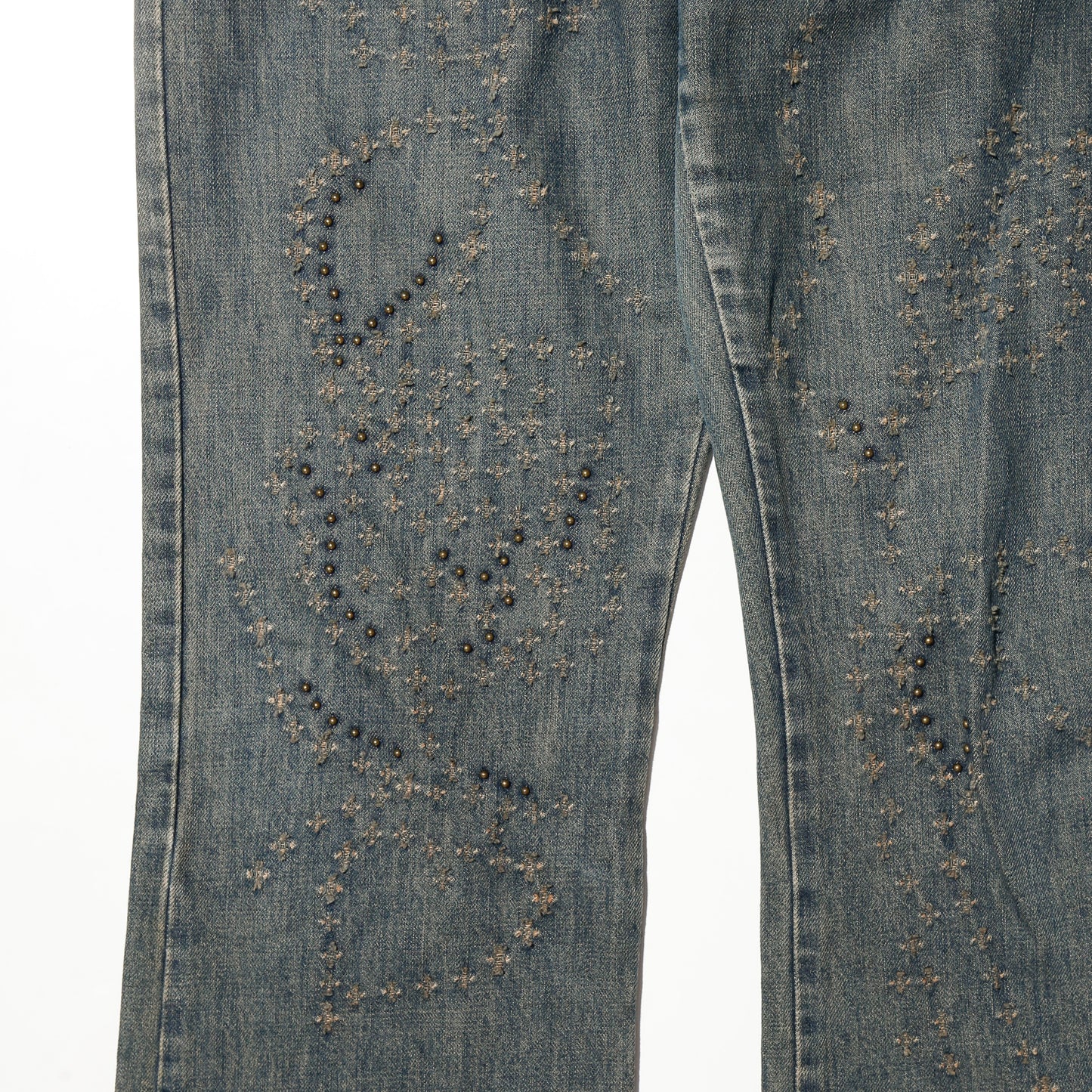 vintage studs distressed flare jeans