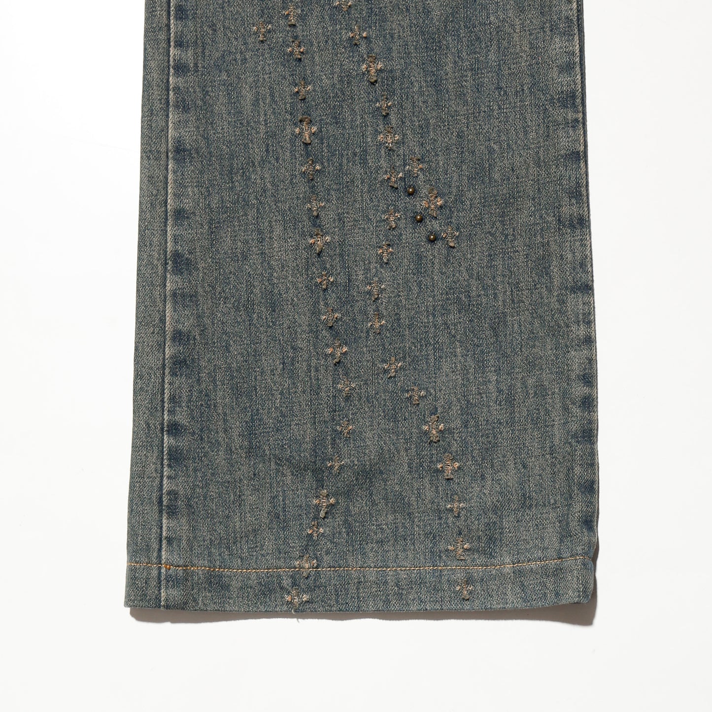 vintage studs distressed flare jeans