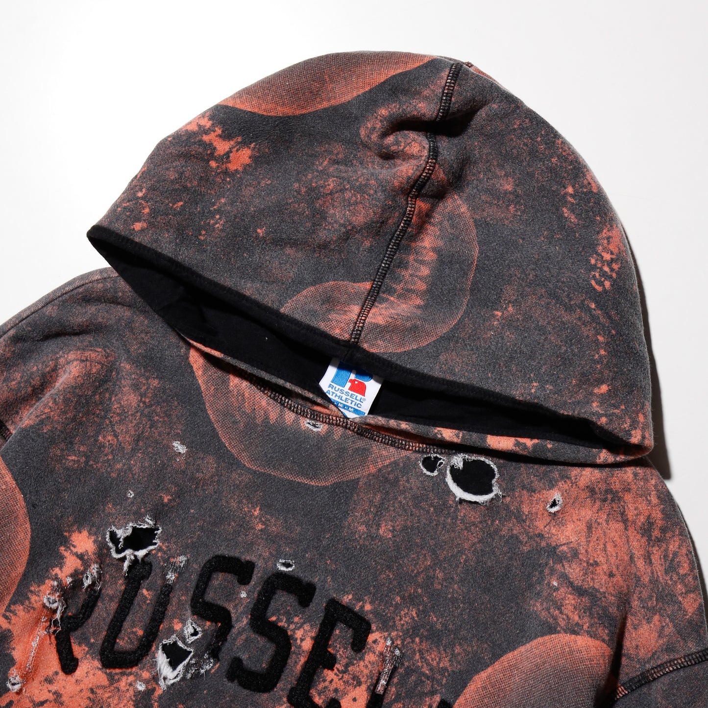 *one-off A$AP Woldwide×Russell x-ray skull broken hoodie