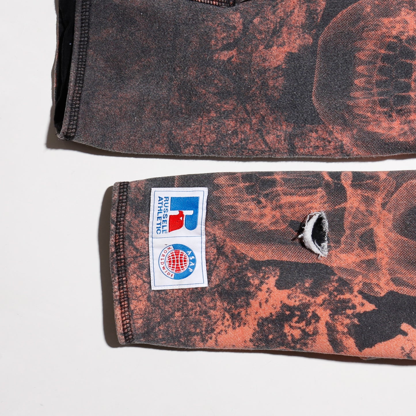 *one-off A$AP Woldwide×Russell x-ray skull broken hoodie