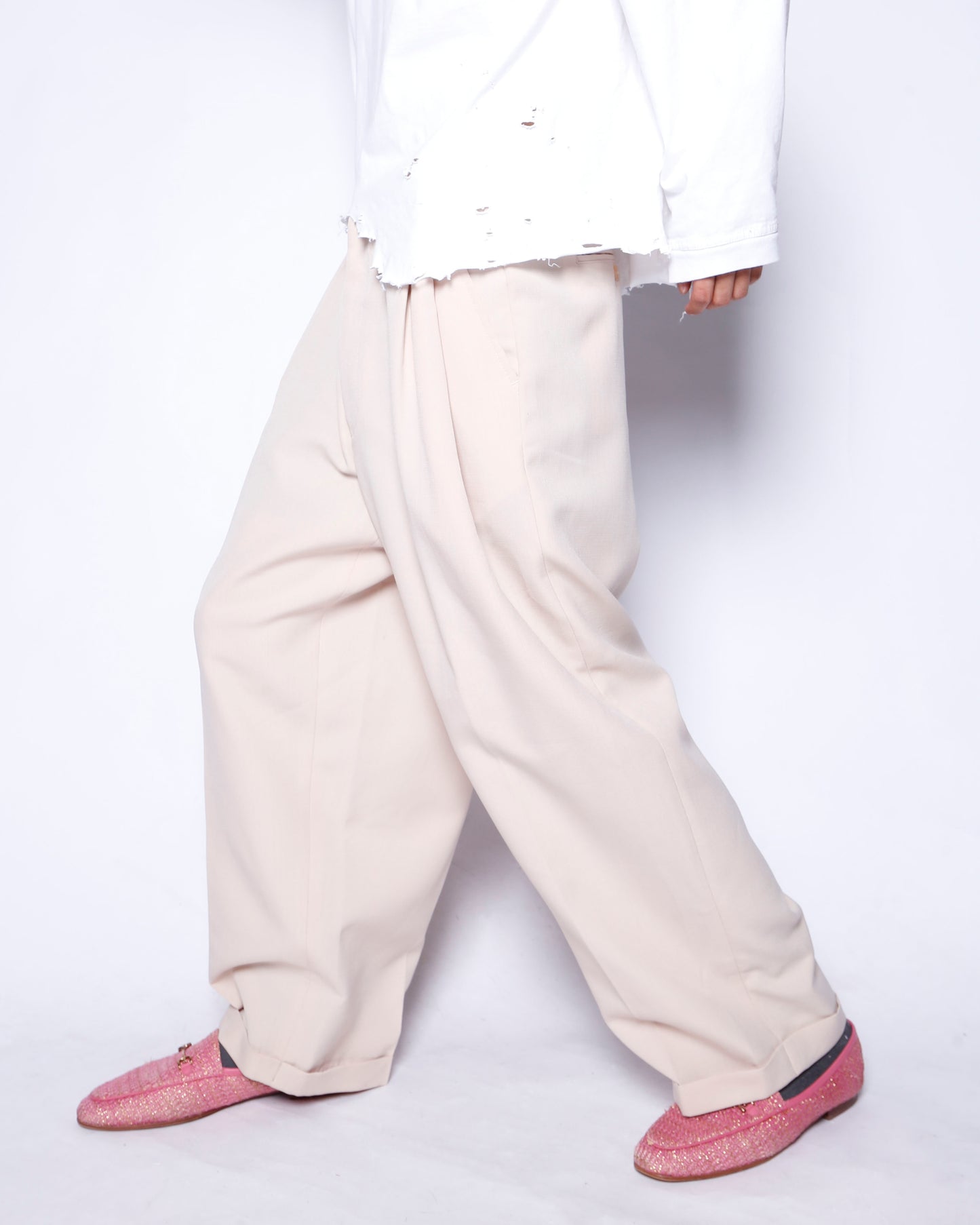 vintage tucked wide slacks