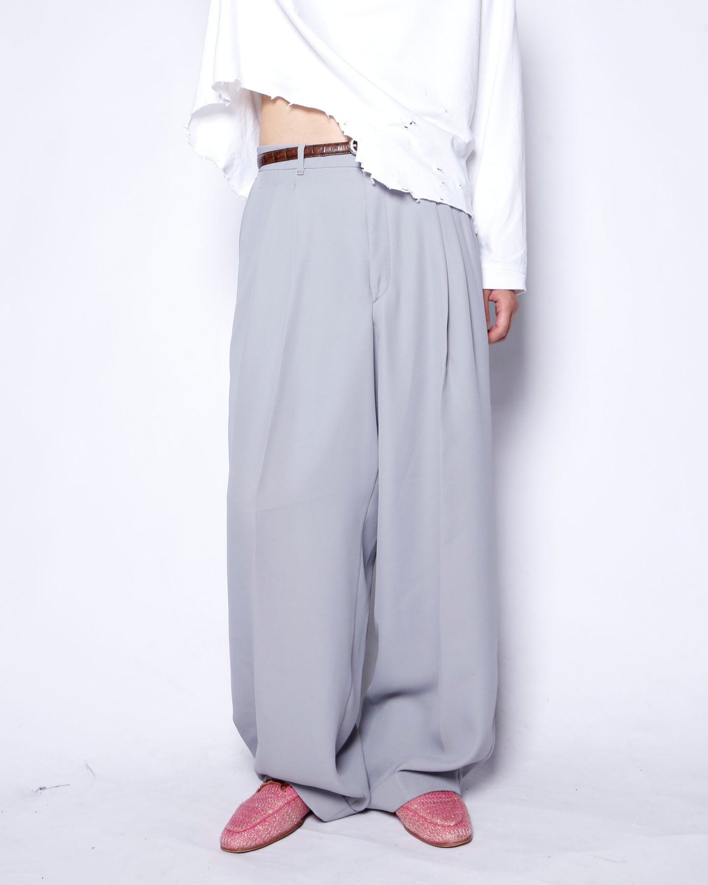 vintage tucked wide slacks