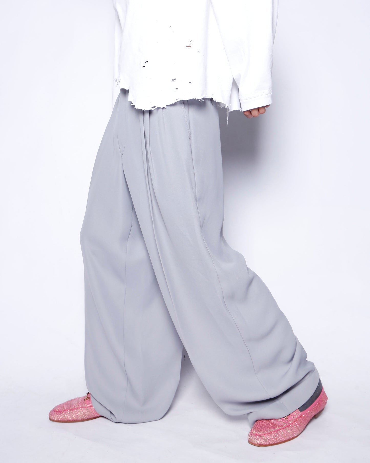 vintage tucked wide slacks