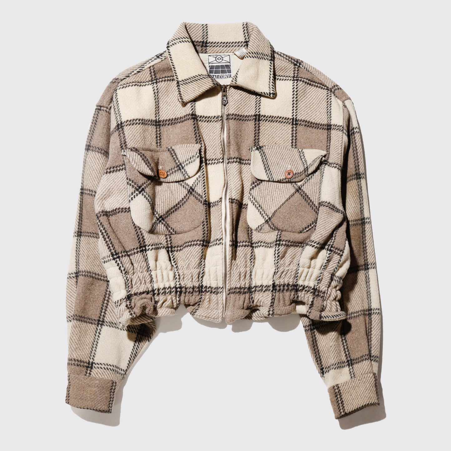 *one-off ribbed check wool jacket