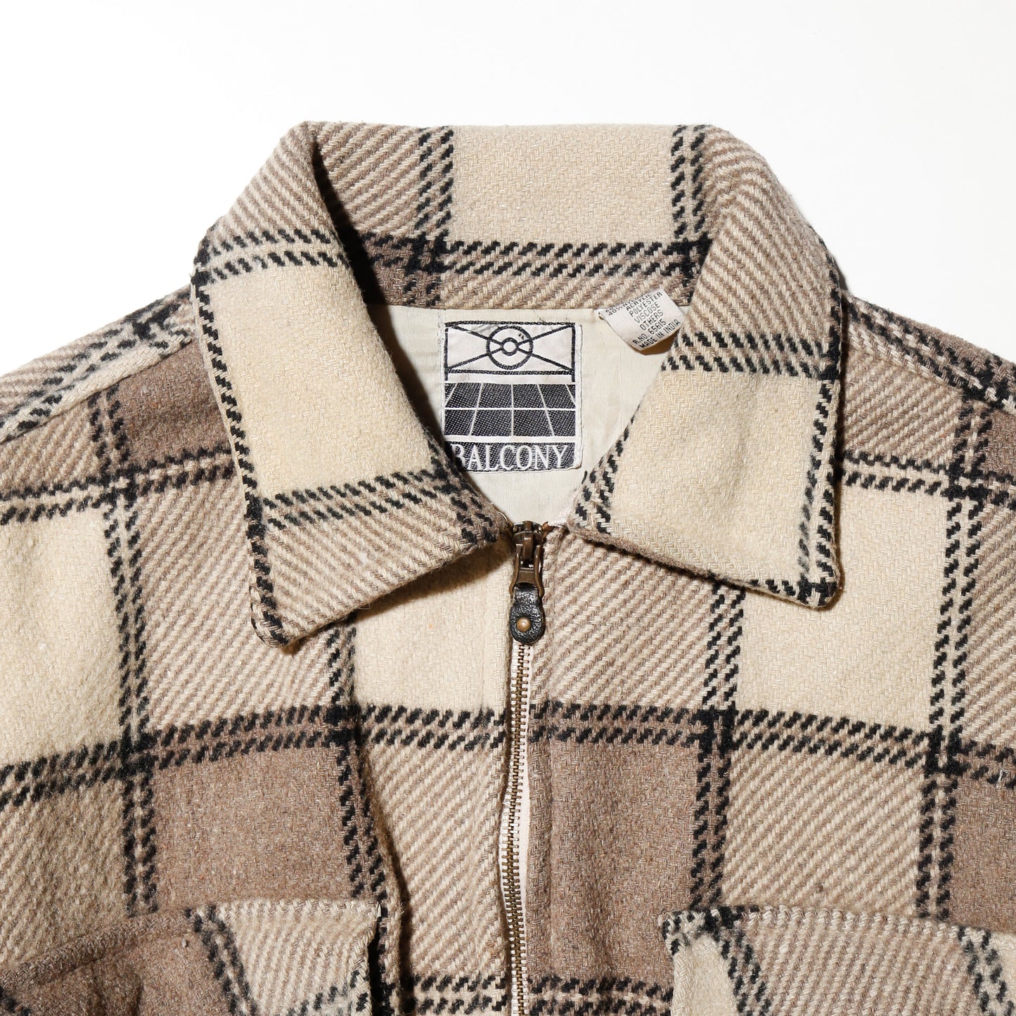 *one-off ribbed check wool jacket