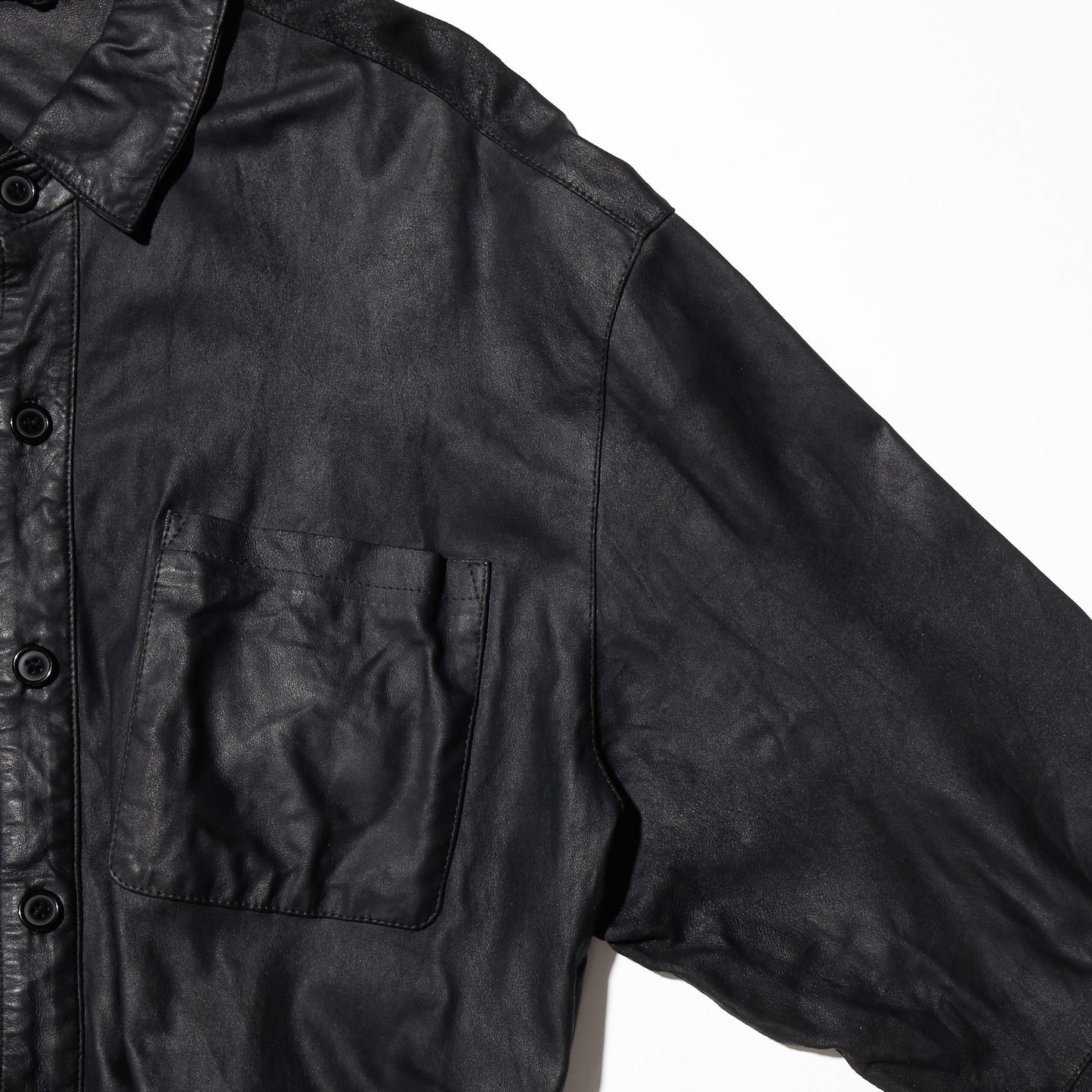 *one-off ribbed leather shirt