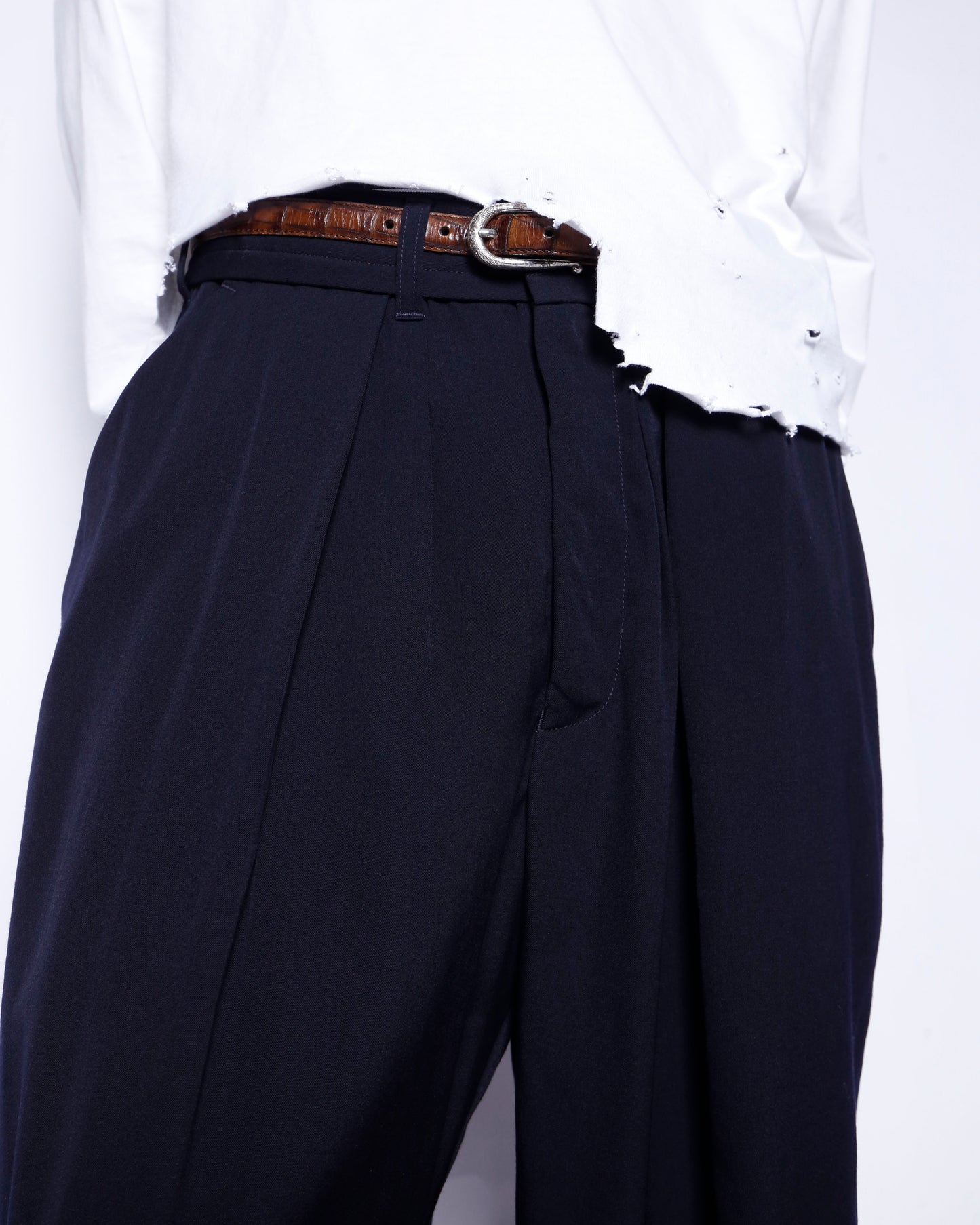 vintage tucked tapered slacks pants