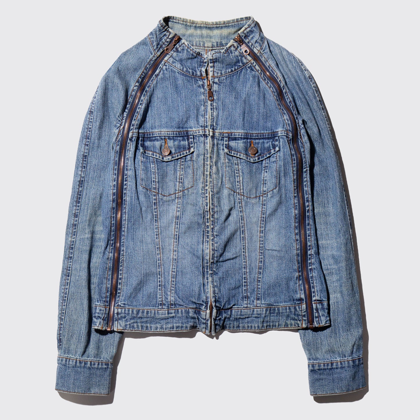 vintage triple zip trucker jacket