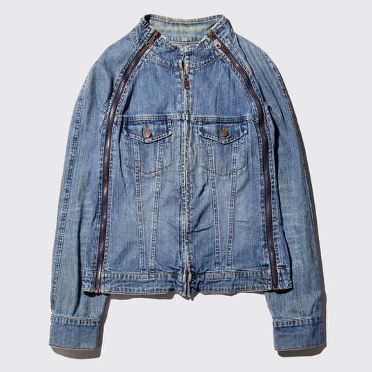 vintage triple zip trucker jacket